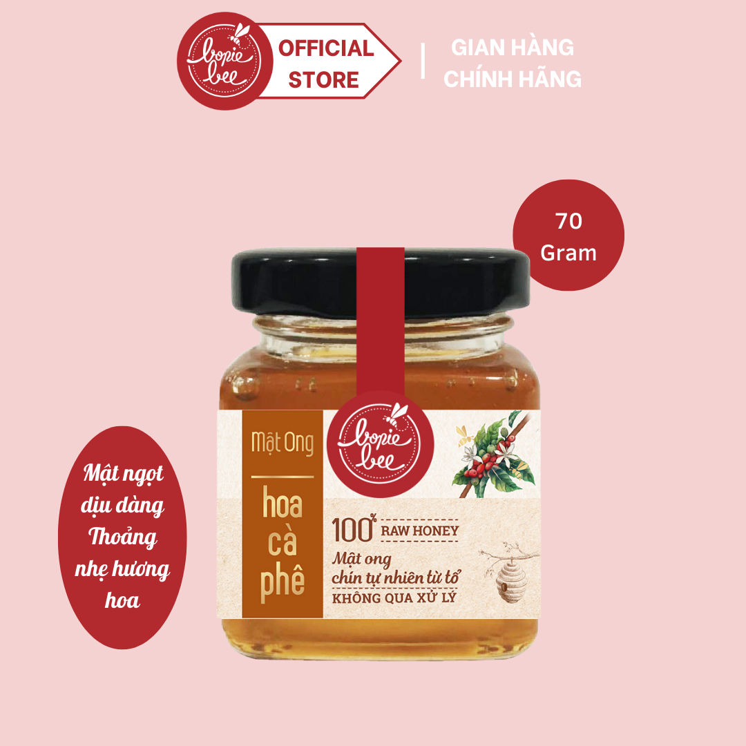  Mật Ong Bonie Bee Nguyên Chất Từ Hoa Cà Phê - Vị Ngọt Nhẹ Thoảng Hoa Thơm - Chín Tự Nhiên Từ Tổ - Không Qua Xử Lý 70g 