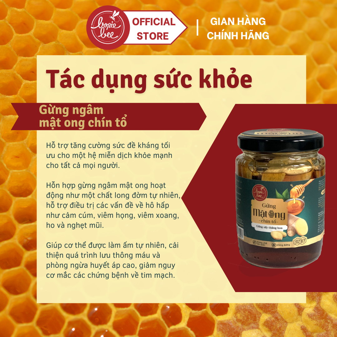  Mật Ong Cao Cấp Bonie Bee Ngâm Gừng Sấy Thăng Hoa - Mật Ong Chín Tổ - 250gr 