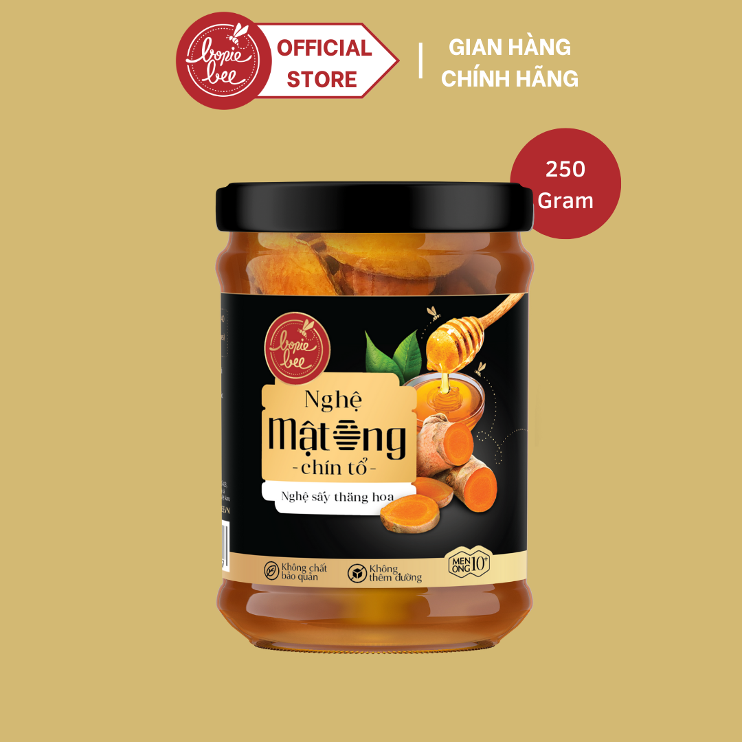  Mật Ong Cao Cấp Bonie Bee Ngâm Nghệ Sấy Thăng Hoa - Mật Ong Chín Tổ - 250gr 