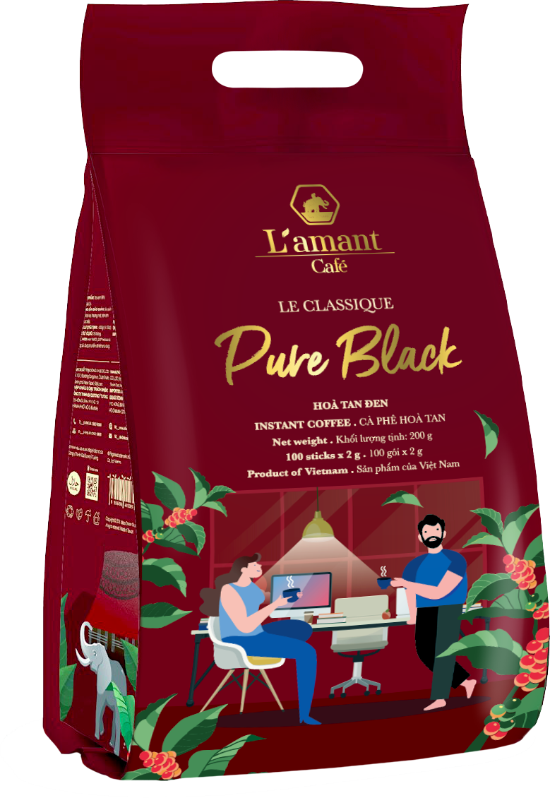  Cà phê hòa tan đen nguyên chất Pure Black - L'amant Café Pure Black instant coffee 