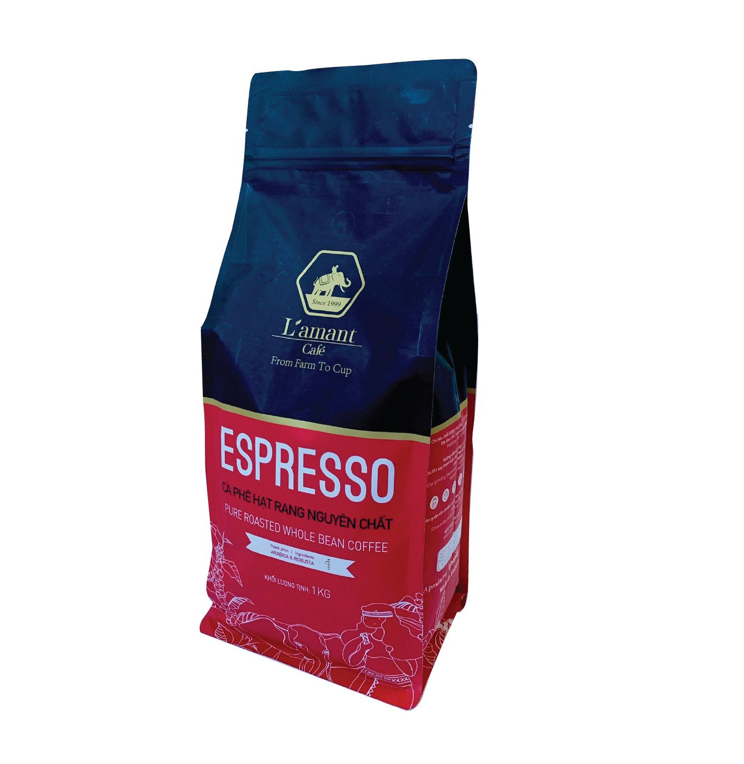  Cà phê hạt rang L’amant Espresso số 01 - L’amant No.01 Espresso Roasted Coffee 