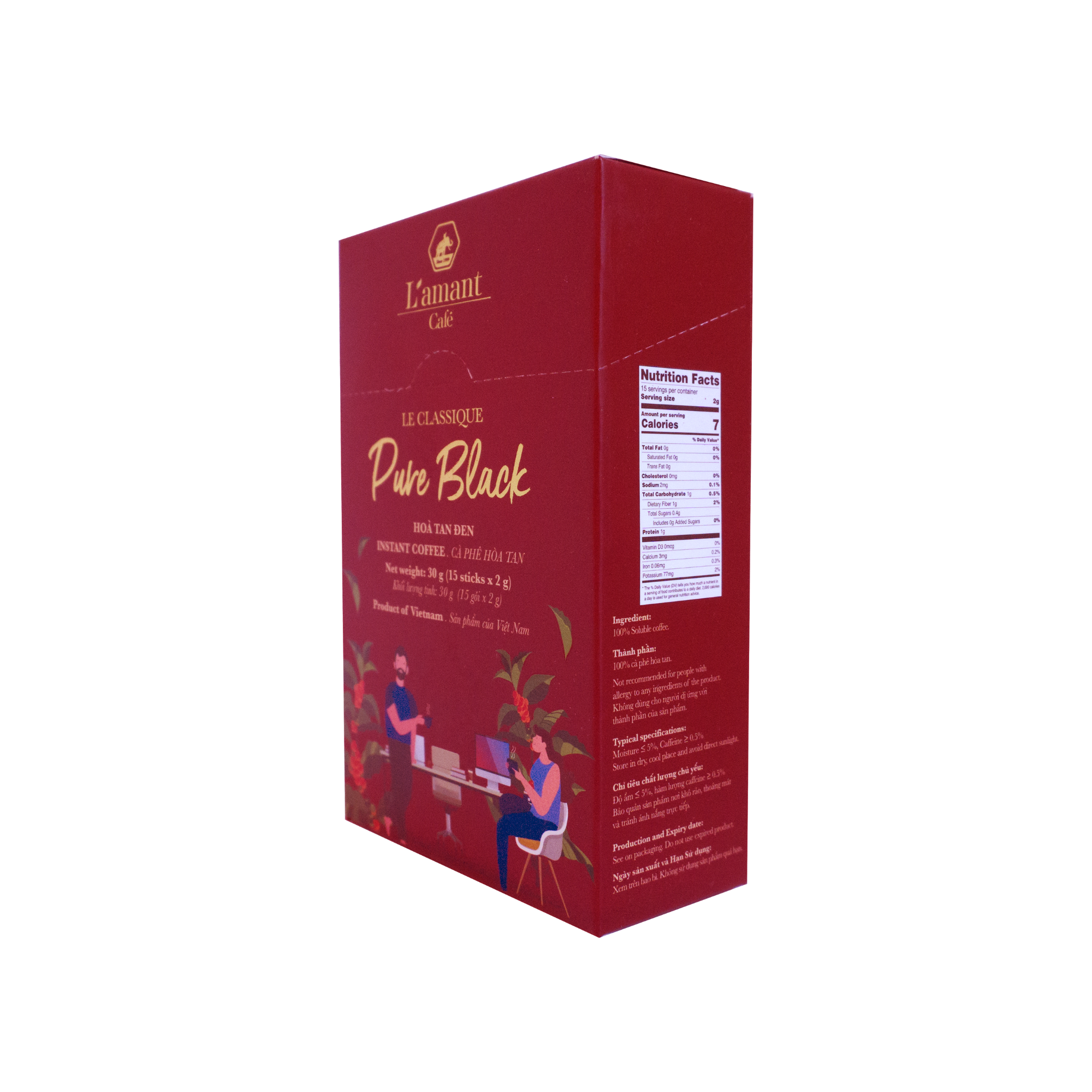  Cà phê hòa tan đen nguyên chất Pure Black - L'amant Café Pure Black instant coffee 