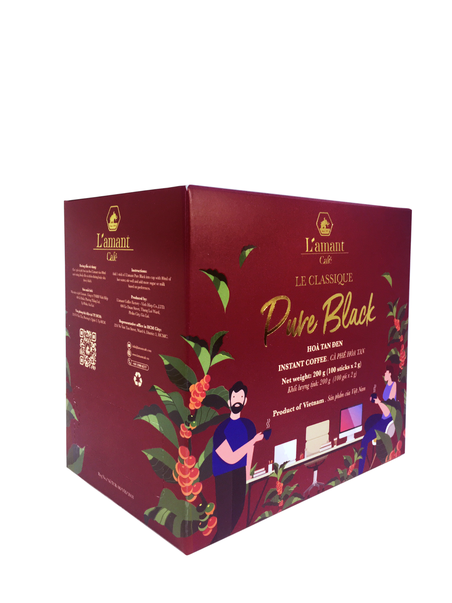  Cà phê hòa tan đen nguyên chất Pure Black - L'amant Café Pure Black instant coffee 