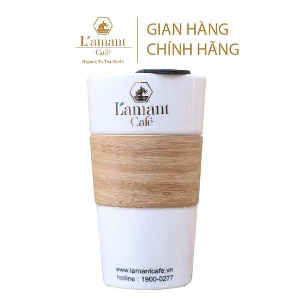  Ly Sứ Cao Cấp Ốp Gỗ L'amant Café Có Nắp Đậy 500ml 