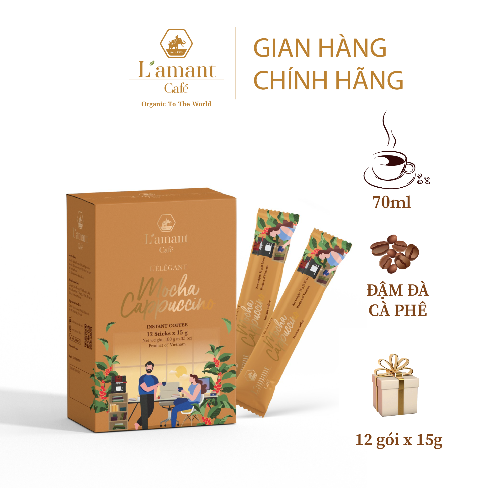  Combo 01 Espresso hòa tan (Hộp 37.5 g - 15 Gói) VÀ 01 Hộp Mocha Cappuccino (Hộp 180 g - 12 Gói) 