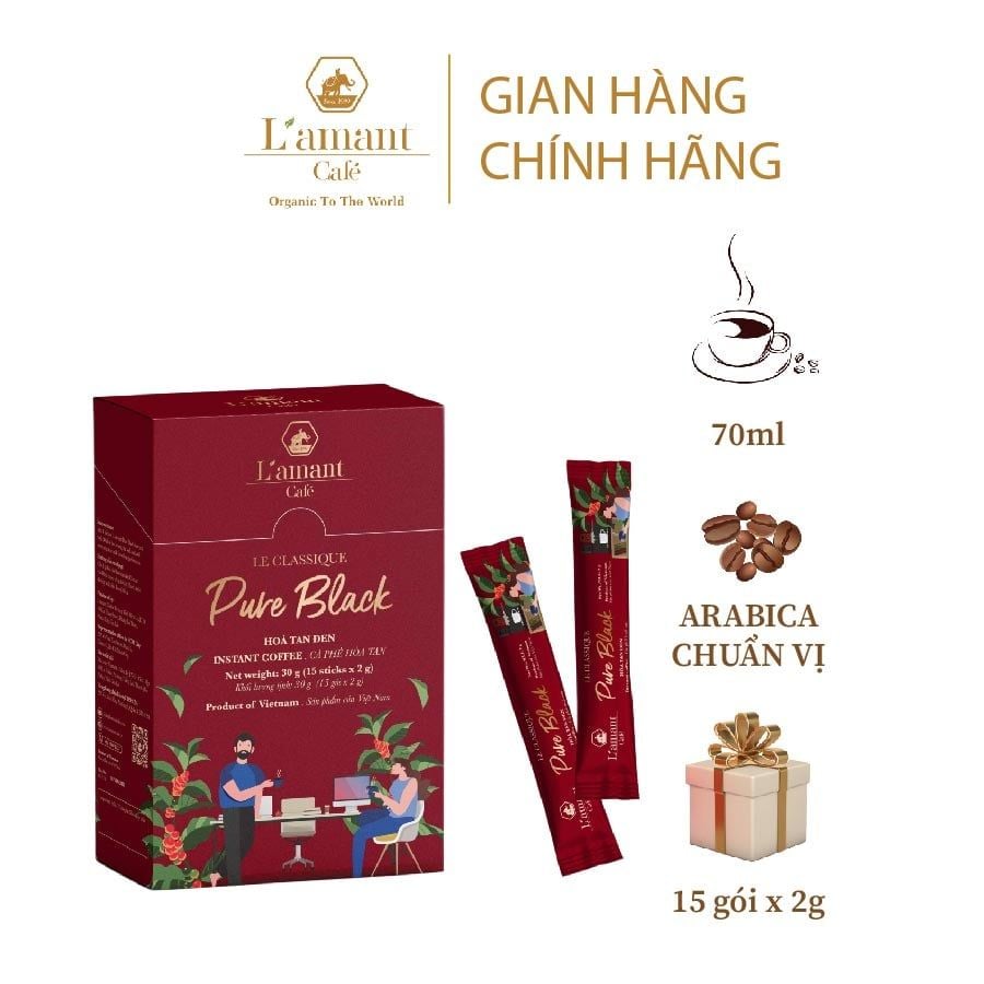  Cà phê hòa tan đen nguyên chất Pure Black - L'amant Café Pure Black instant coffee 