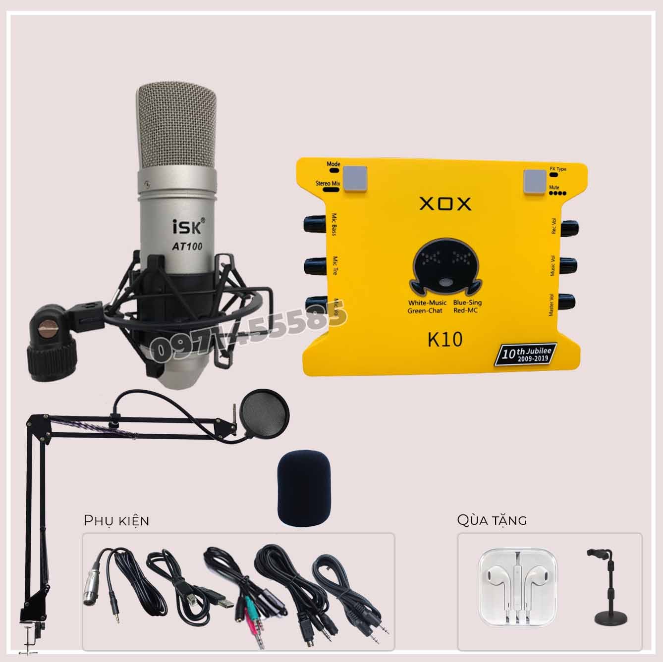 COMBO MICRO ISK AT100+ SOUND CARD K10 BẢN KỈ NIỆM 10 NĂM
