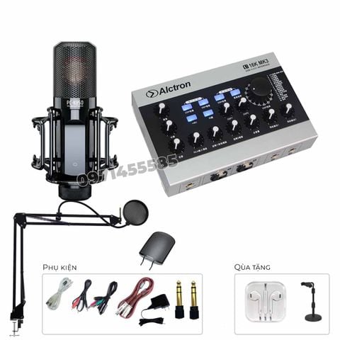 Combo micro takstar pc K850  sound card alctron u16k mk3