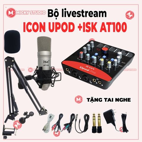 Combo micro ISK AT100 icon upod pro thu âm live tream