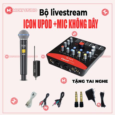 Combo Mic Không dây ISK SM58 Sourd Card Icon Upod Pro