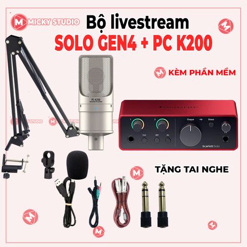 Combo Mic PC K200 Sourd Card Focusrite Solo Gen 4