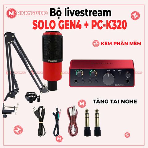 Combo Takstar PC K320 Sound card Focusrite Scarlett Solo Gen 4