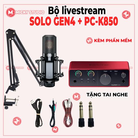 Combo Takstar PC K850 Sound card Focusrite Scarlett Solo Gen 4