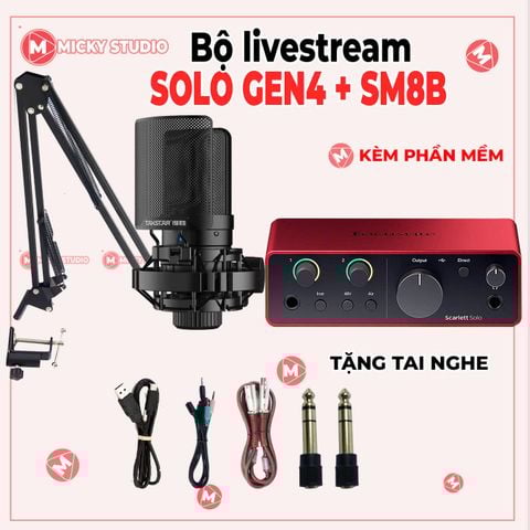 Combo Mic  SM8B  Sourd Card Focusrite Solo Gen 4