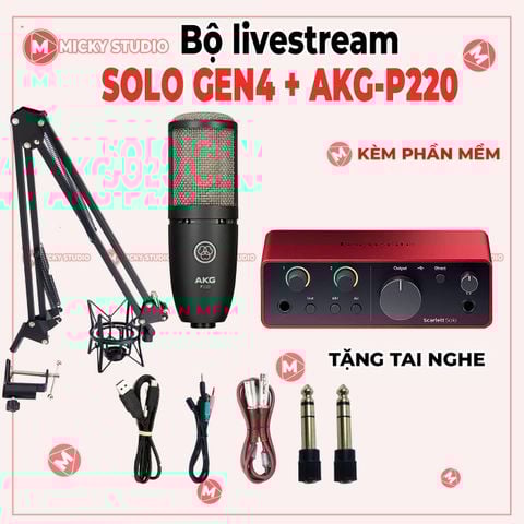 Combo Mic AKG P220 Sourd Card Focusrite Solo Gen 4