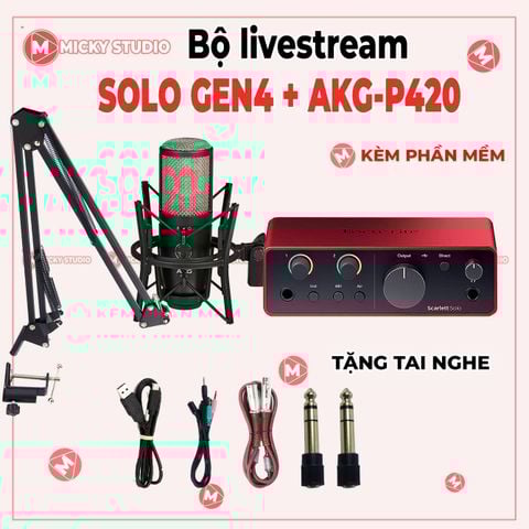 Combo Mic AKG P420 Sourd Card Focusrite Solo Gen 4