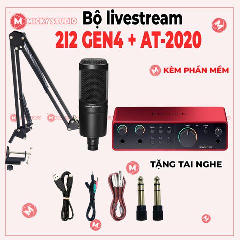 Combo Mic AT2020 Sourd Card Focusrite 2I2 Gen 4