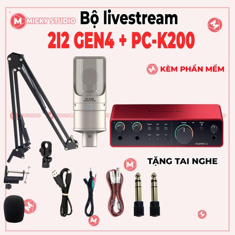 Combo Takstar PC K200 Sourdcard Focusrite Scarlett 2i2 Gen 4