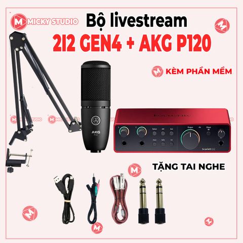 Combo Mic AKG P120 Sourd Card Focusrite 2I2 Gen 4