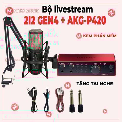 Combo Mic AKG P420 Sourd Card Focusrite 2I2 Gen 4