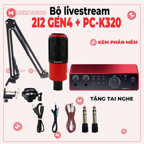Combo Takstar PC K320 Sourdcard Focusrite Scarlett 2i2 Gen 4