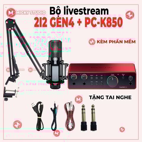 Combo Takstar PC K850 Sourdcard Focusrite Scarlett 2i2 Gen 4