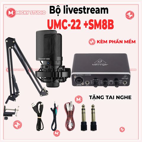 Combo Mic SM8B Sourd Card Behringer UMC22