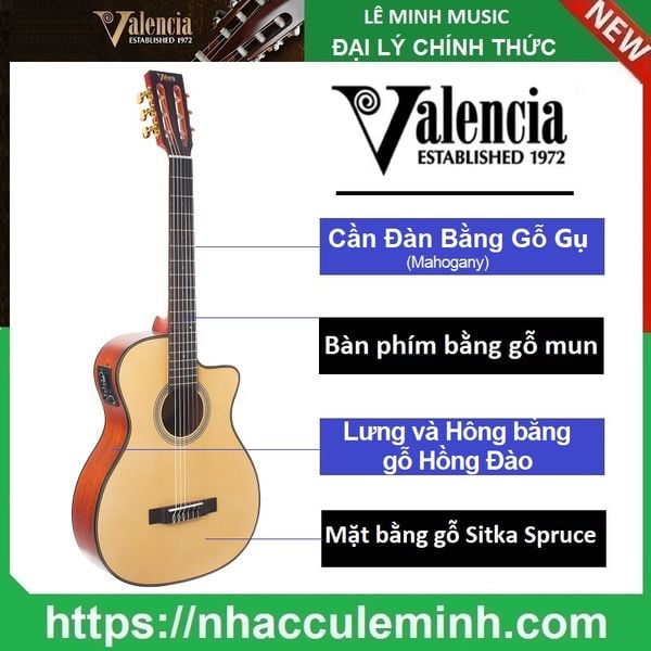 Đàn Guitar Acoustic Classic Valencia VA434 CE