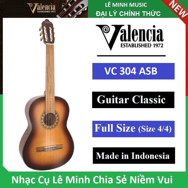 Đàn Guitar Classic Valencia VC 304 ASB