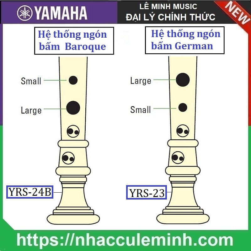 Sáo Recorder Yamaha YRS 24B và YRS23