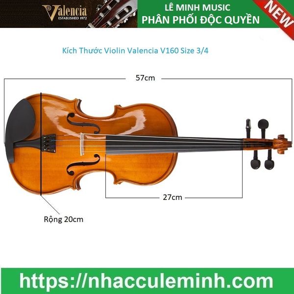Đàn Violin Valencia V160 3/4 Outfit