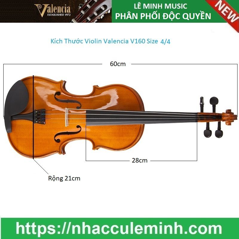 Đàn Violin Valencia V160 4/4 Outfit