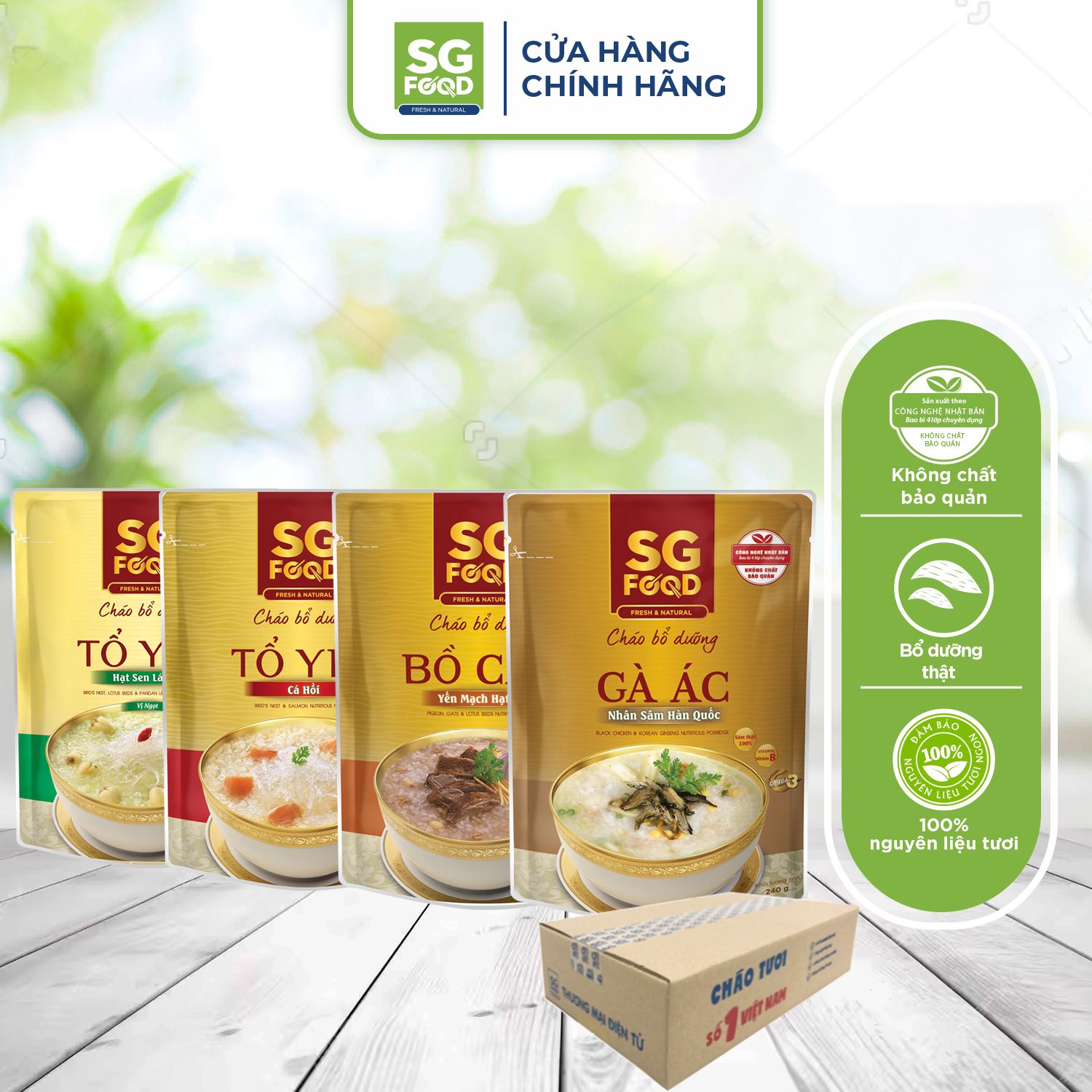 thung 30 goi chao bo duong to yen ca hoi ga ac nhan sam bo cau yen mach hat sen bao ngu nhan sam va hat sen la dua