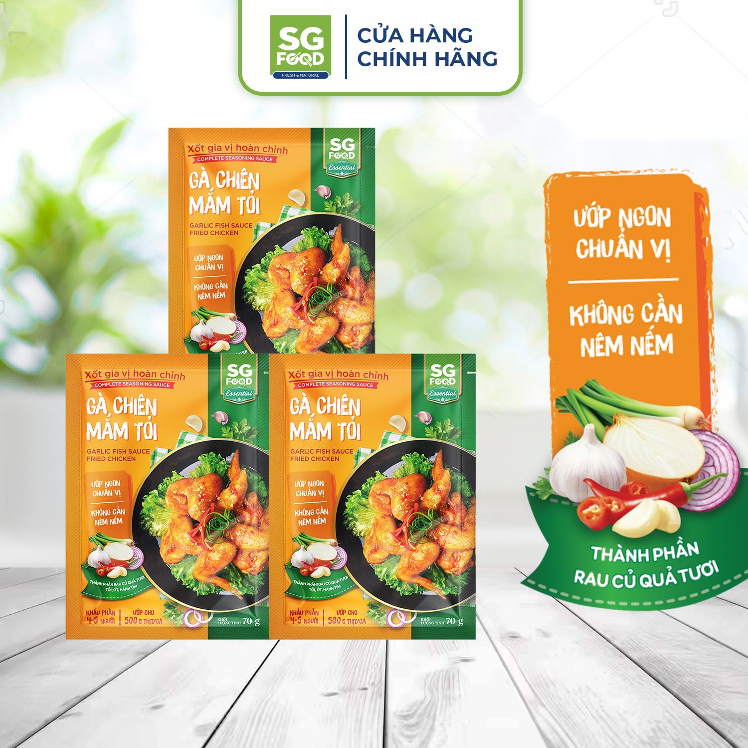 combo 3 goi xot gia vi hoan chinh ga chien mam toi sgf 70g