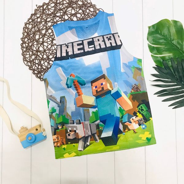  Áo ba lỗ lưới Minecraft bé trai 