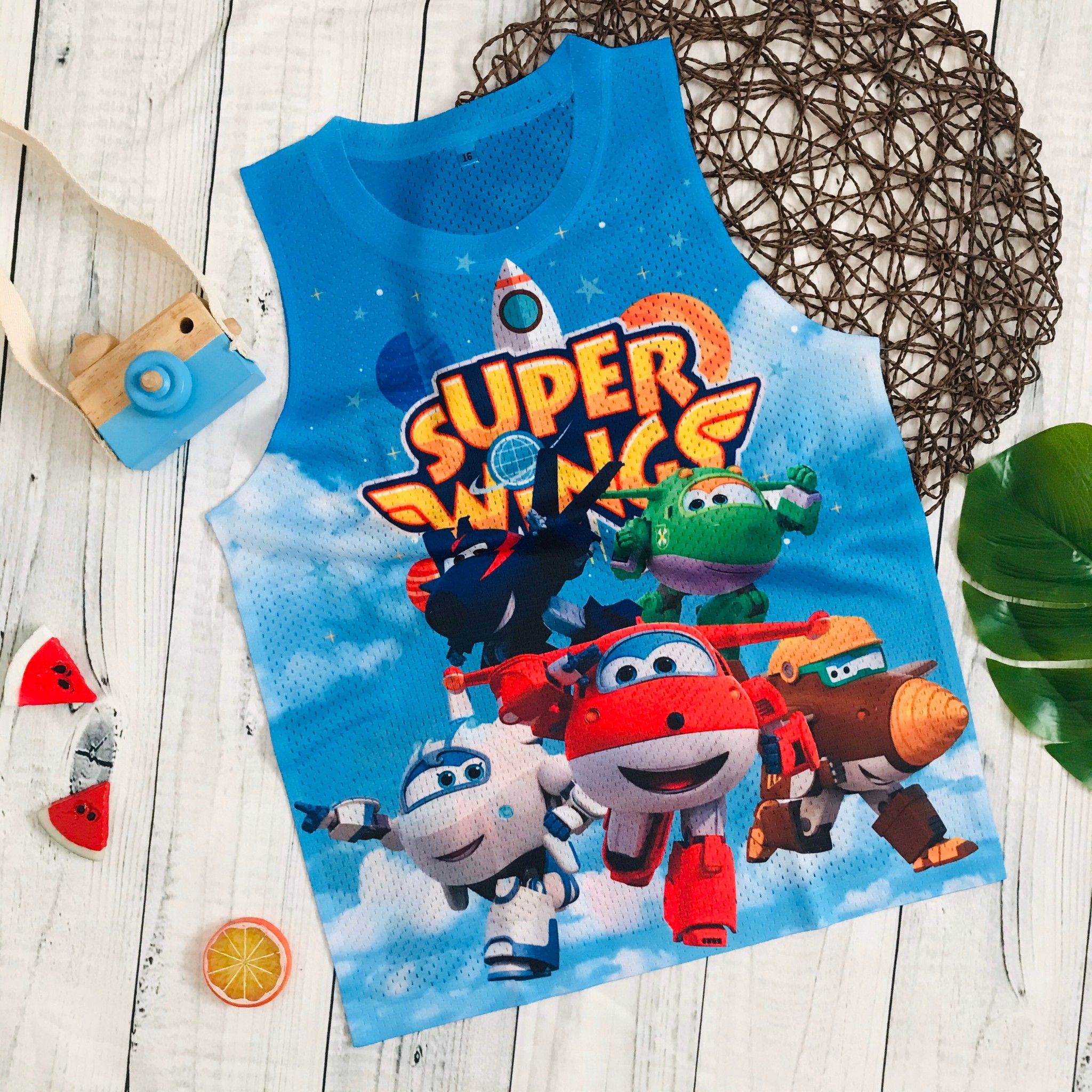  Áo ba lỗ lưới Super Wings bé trai 