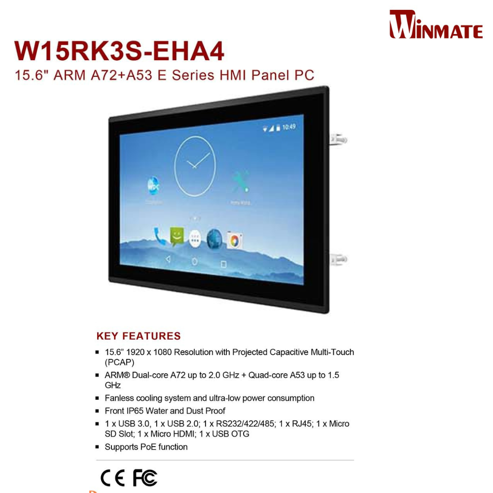 [15.6 INCH - W15RK3S-EHA4] Màn hình cảm ứng HMI Winmate 15.6” 1920 x 1080 OS Android 7.1