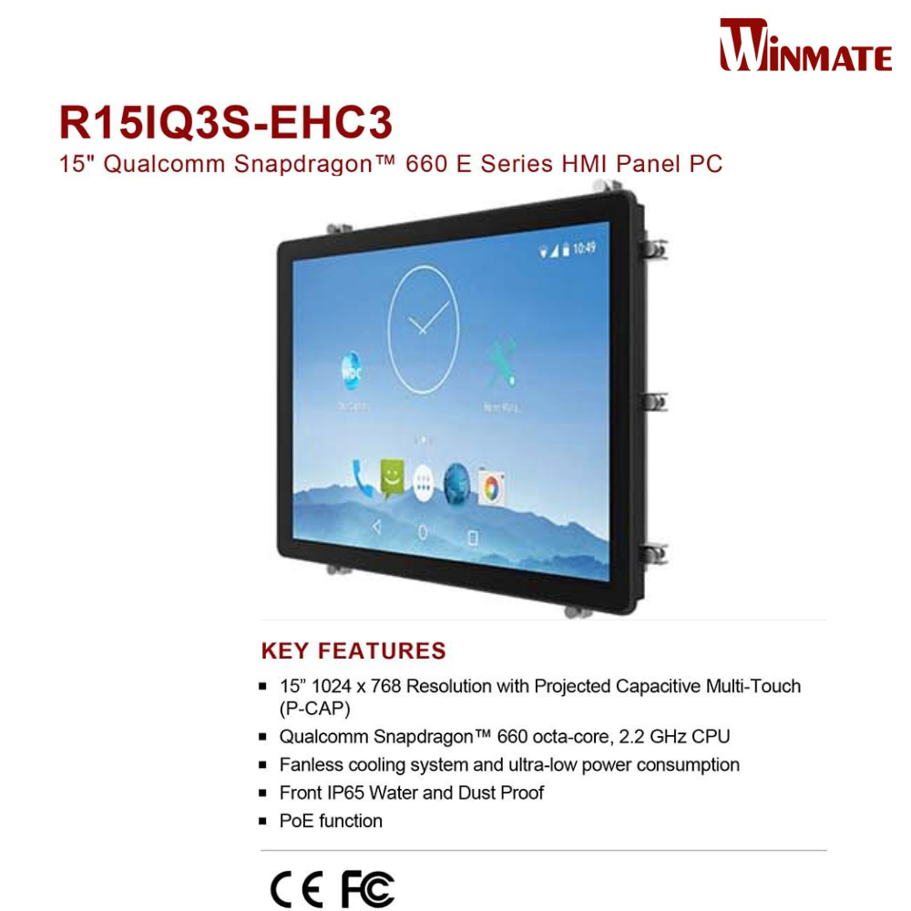 [15 INCH - R15IQ3S-EHC3] Màn hình cảm ứng HMI Winmate 15” 1024 x 768 OS Android 9.0