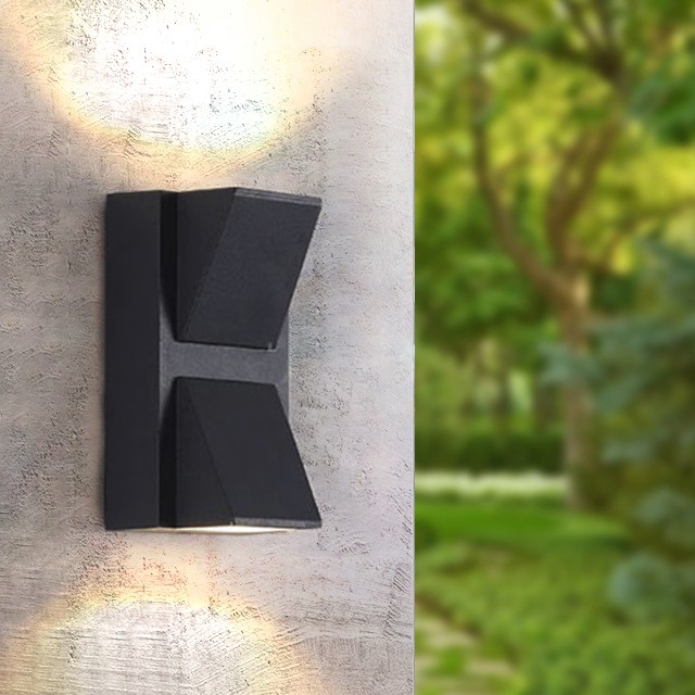 Đèn gắn tường ngoài trời hắt 2 đầu hiện đại hình chữ nhật EDI-008