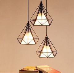 Đèn thả rọ sắt kiểu dáng kim cương nghệ thuật