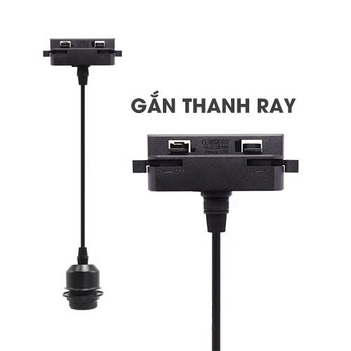 Đui dây đèn E27 gắn ray