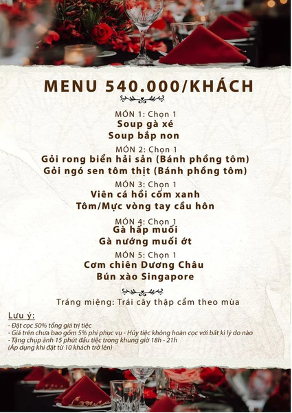  BÁO GIÁ SET TIỆC NHÓM (TÍNH TRÊN 1 KHÁCH) 