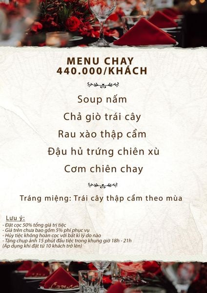  BÁO GIÁ SET TIỆC NHÓM (TÍNH TRÊN 1 KHÁCH) 