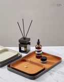 Khay đựng chữ nhật bằng da cam in hoạ tiết bo góc kim loại