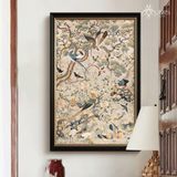 Tranh canvas hoạ tiết chim và cây lá
