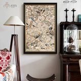 Tranh canvas hoạ tiết chim và cây lá