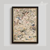Tranh canvas hoạ tiết chim và cây lá