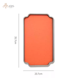 Khay đựng chữ nhật khung xi măng bề mặt lót da cam