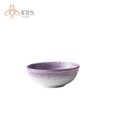 Bát ăn sứ trắng chi tiết trang trí gradient tím thủ công