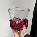 Ly whiskey đế tạo khối hồng miệng loe